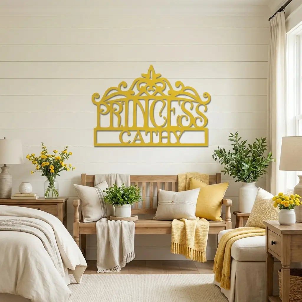 Personalized Princess Crown Metal Wall Art | Custom Princess Name Sign | Princess Bedroom Decor | Girls Room Metal Sign | Made in USA