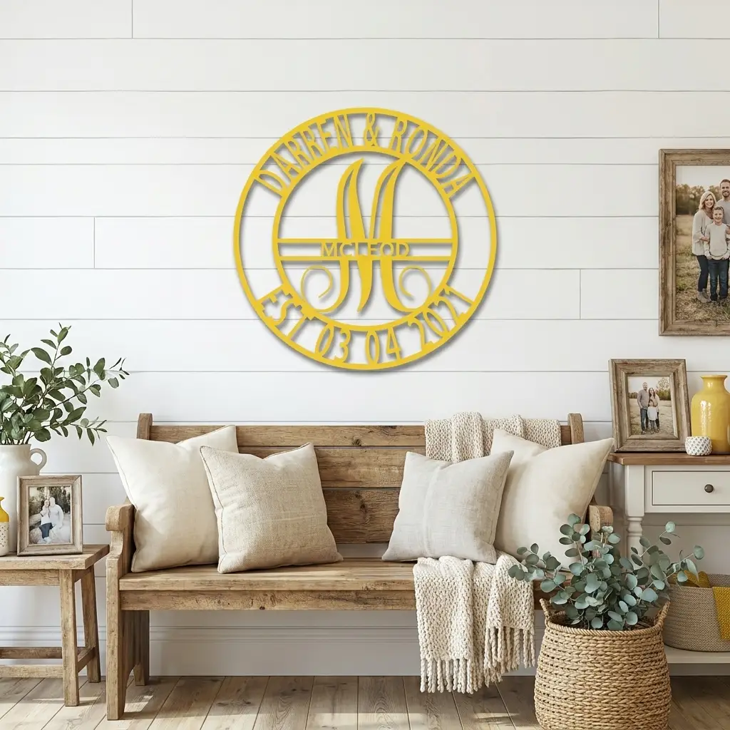 Personalized Split Letter Monogram Metal Wall Art – Custom Family Name Sign – Wedding Gift – Housewarming Decor – Last Name Steel Sign