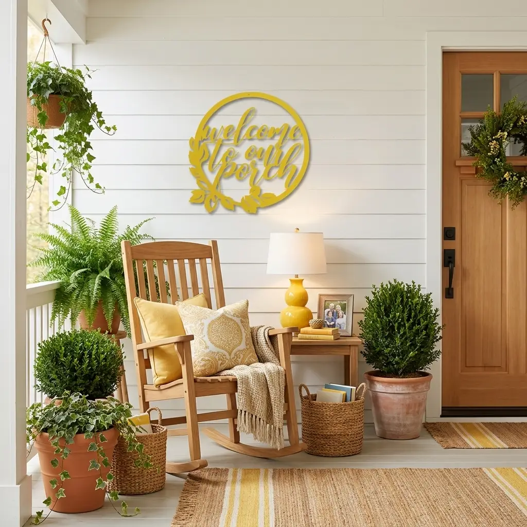 Welcome to Our Porch Indoor Outdoor Steel Wall Sign