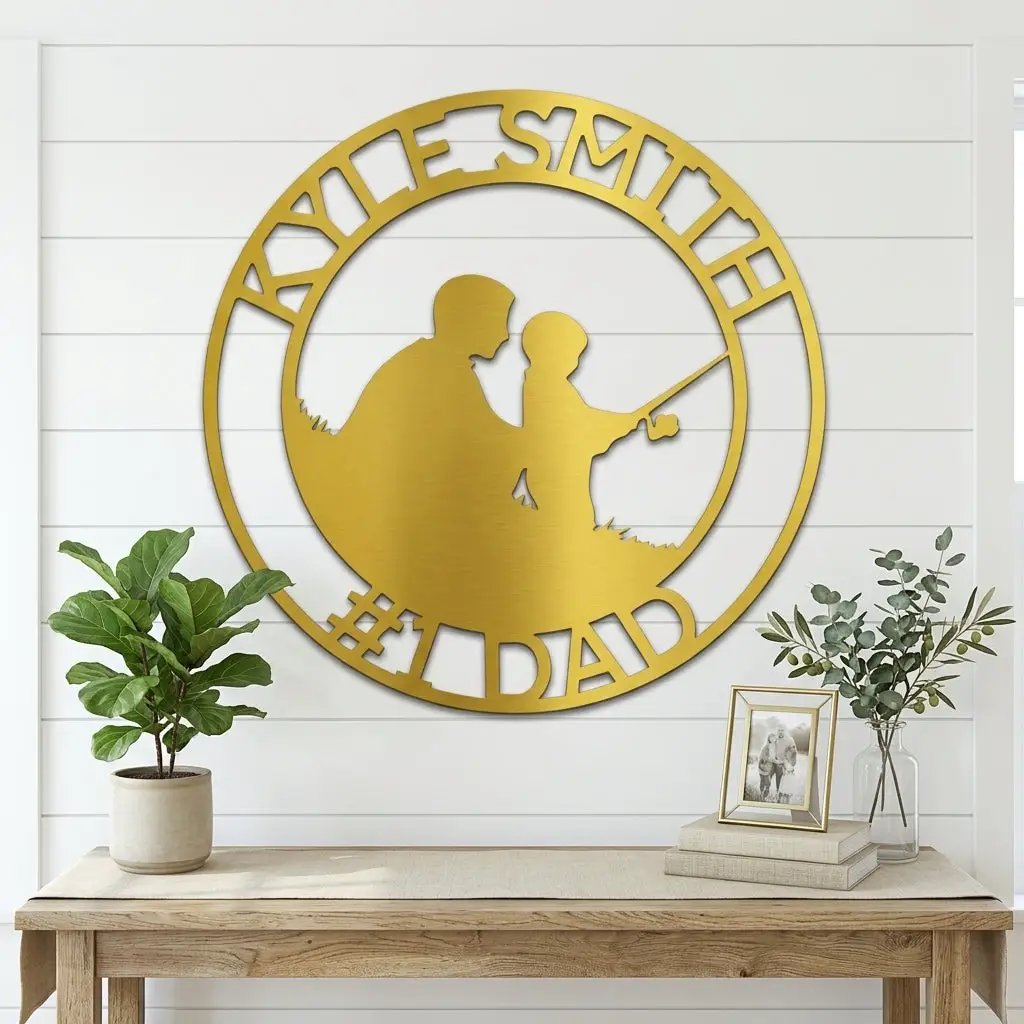 Personalized Father and Son Fishing Sign, Custom Dad Gift, Fishing Wall Decor, Father’s Day Gift, Gift for Fisherman, Metal Wall Art