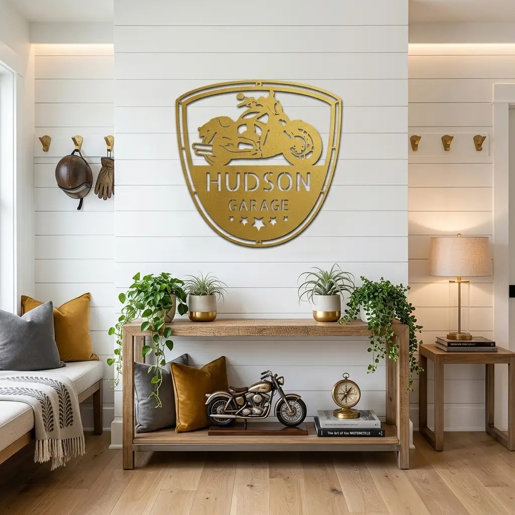 Motorcycle Biker Personalized Name Indoor Outdoor Steel Wall Sign