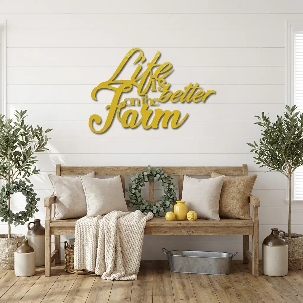 Life is Better on the Farm Quote Indoor Outdoor Steel Wall Sign