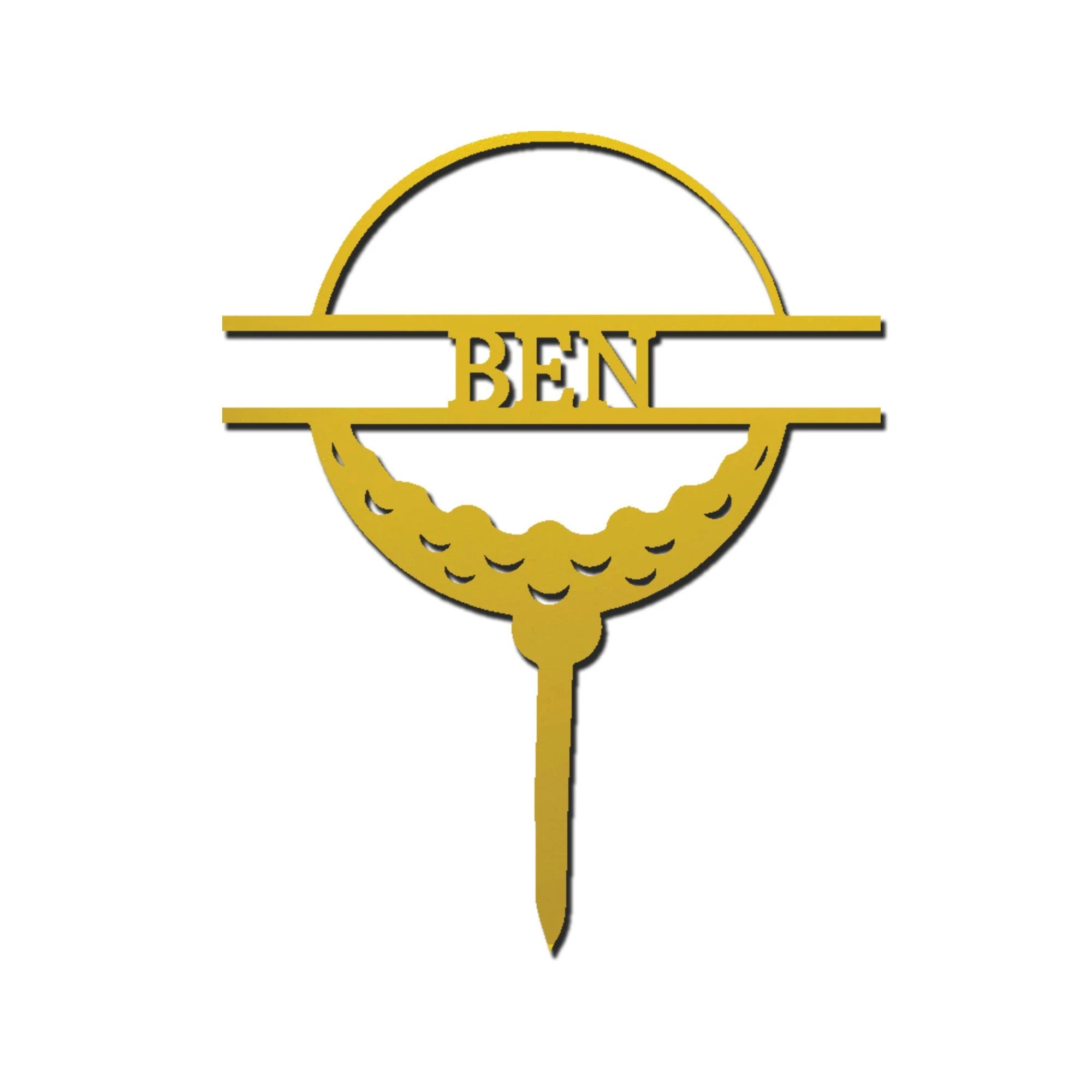 Golf Ball Tee Personalized Name Address Outdoor Steel Stake Sign Metal Art Yard Sign
