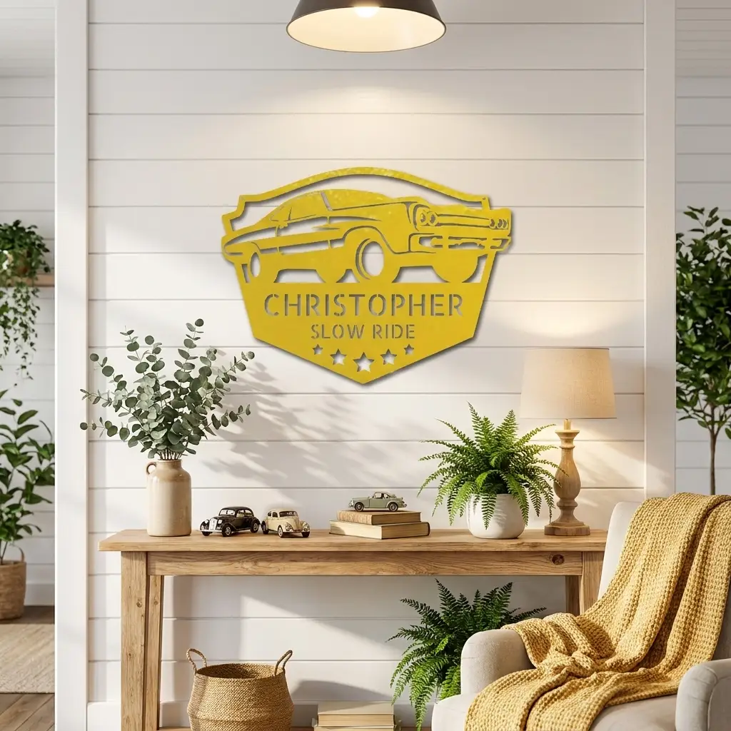 Classic Car Custom Name Indoor Outdoor Steel Wall Sign