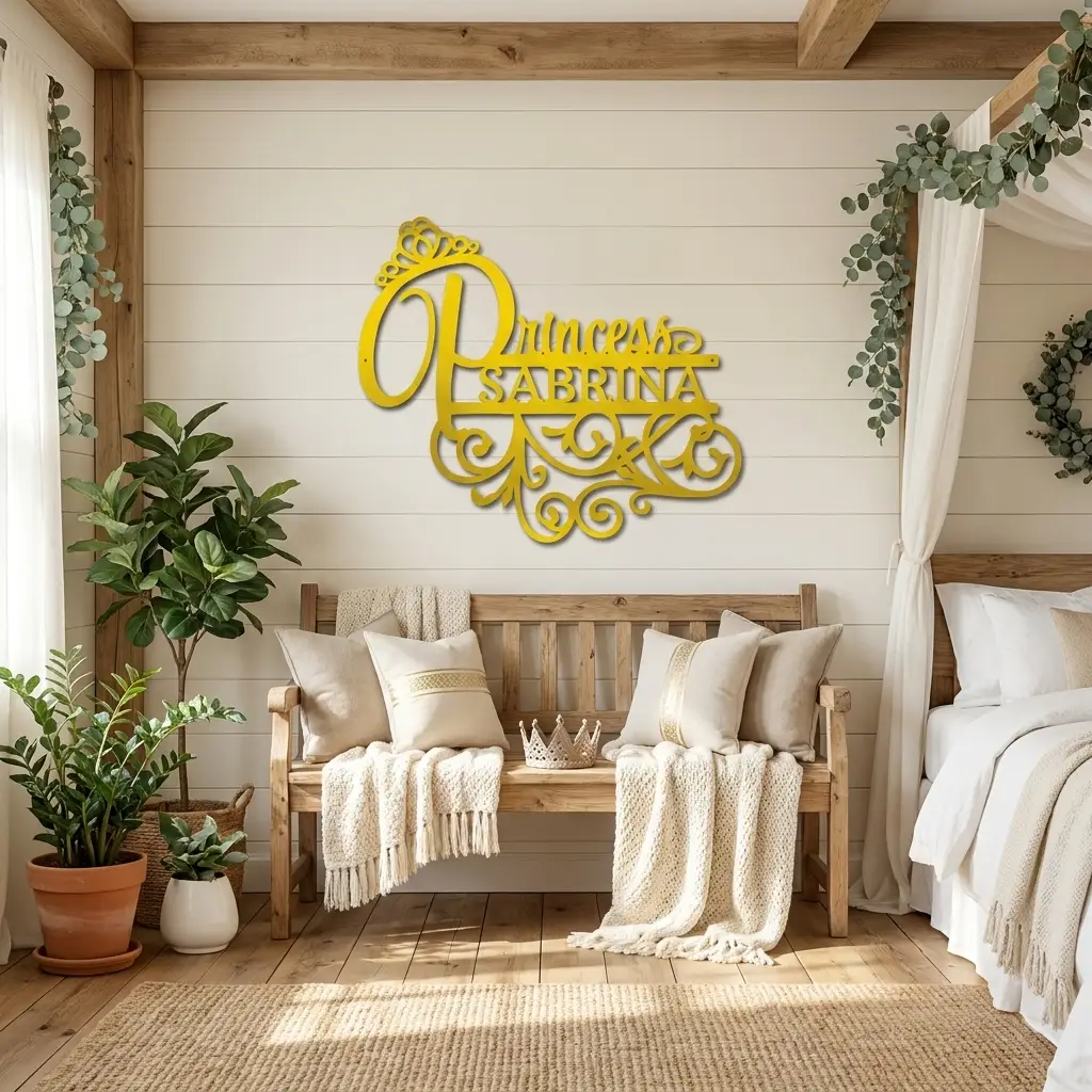 Personalized Princess Name Metal Wall Art | Custom Princess Bedroom Sign | Girls Room Decor | Crown Name Sign | Made in USA