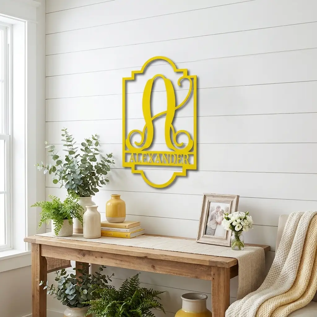 Regal Monogram Custom Name and Initial Metal Wall Art