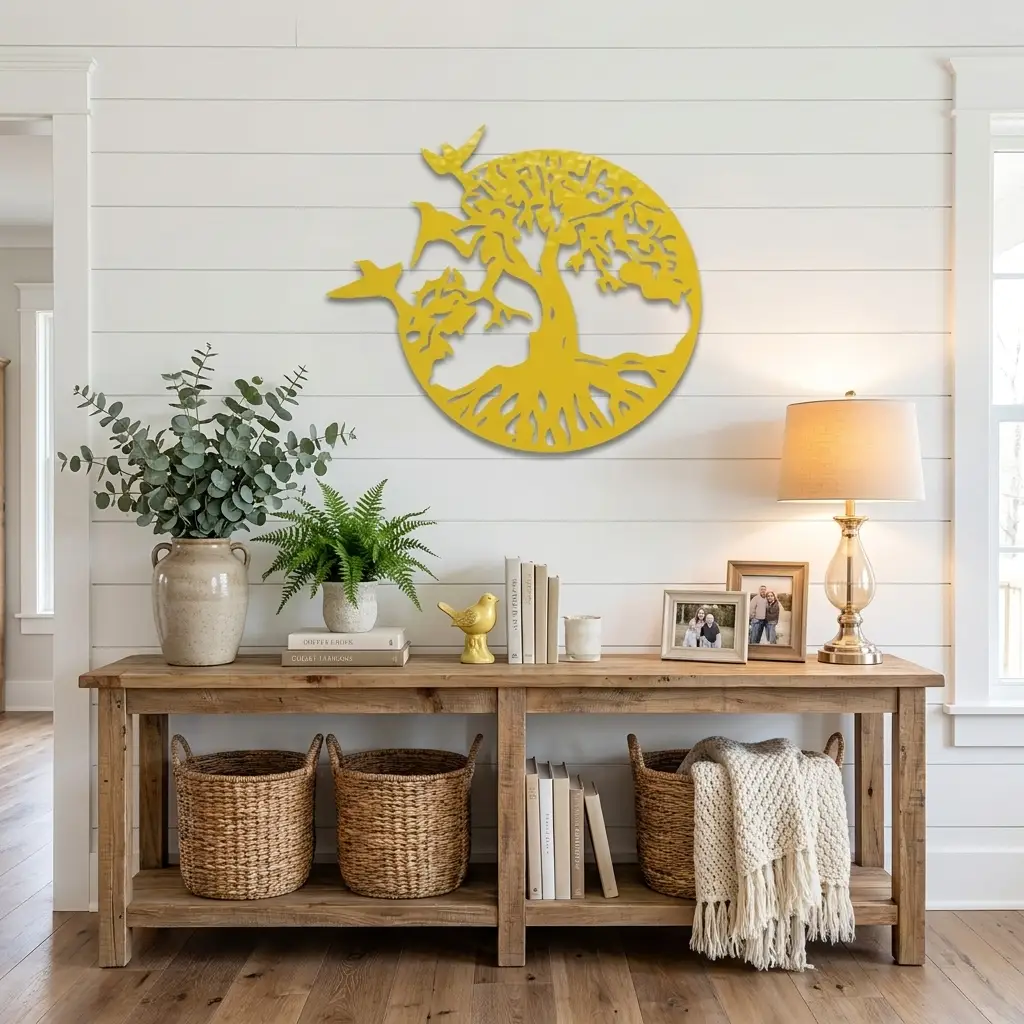 Tree of Life with Birds Metal Wall Art | Nature Inspired Steel Wall Decor | Rustic Tree Silhouette | Made in USA