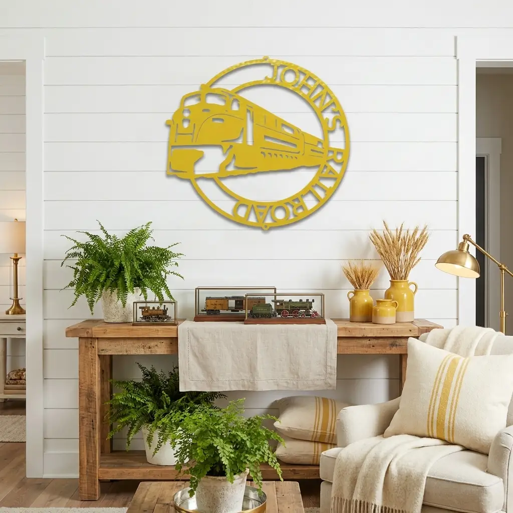 Railroad Train Metal Wall Art – Locomotive Wall Decor – Railroad Enthusiast Gift – Train Lover Wall Sign