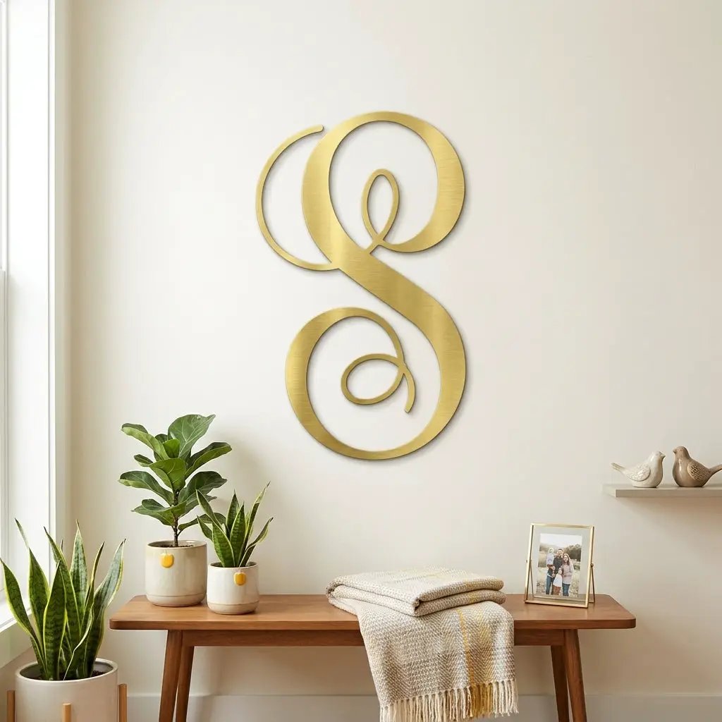 Fancy Initial Custom Monogram Metal Wall Art