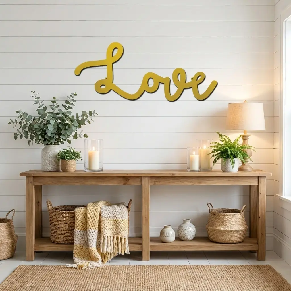 Love Script Metal Word Art Wall Sign