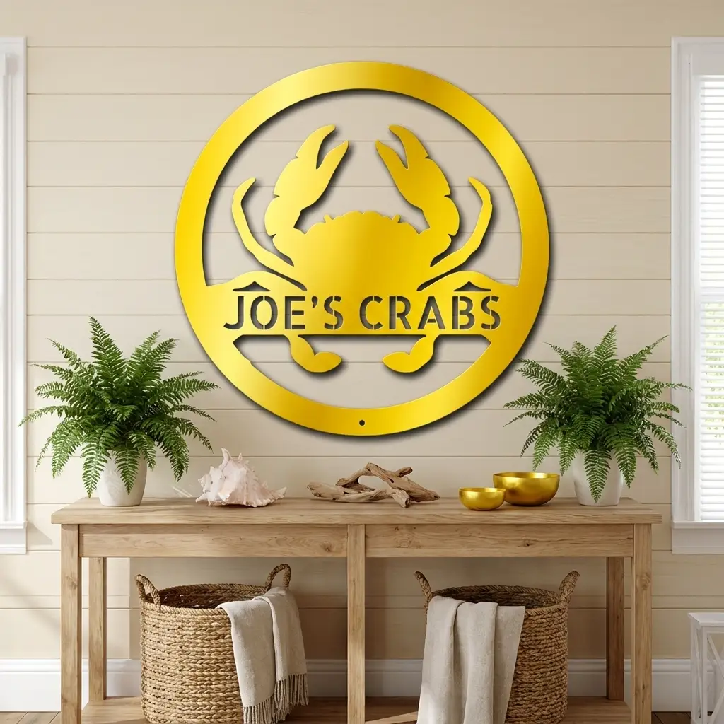 Personalized Crab Metal Wall Art | Custom Crab Shack Sign | Coastal Beach House Decor | Funny Seafood Metal Sign | Custom Outdoor Metal Wall Decor | Made in USA