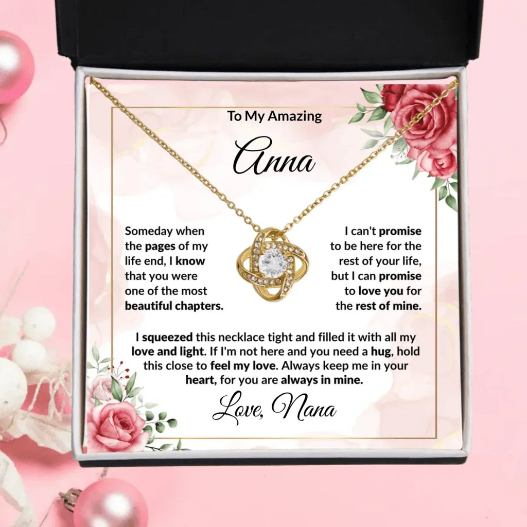 To My Amazing Granddaughter Love Knot Necklace Personalized Message Card
