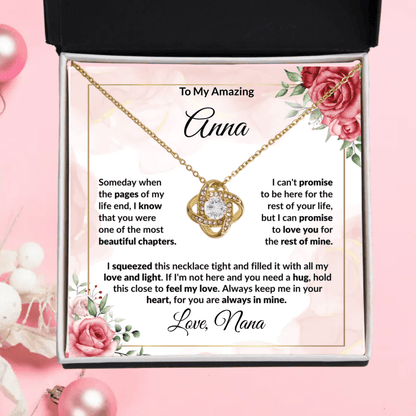 To My Amazing Granddaughter Love Knot Necklace Personalized Message Card - Mallard Moon Gift Shop