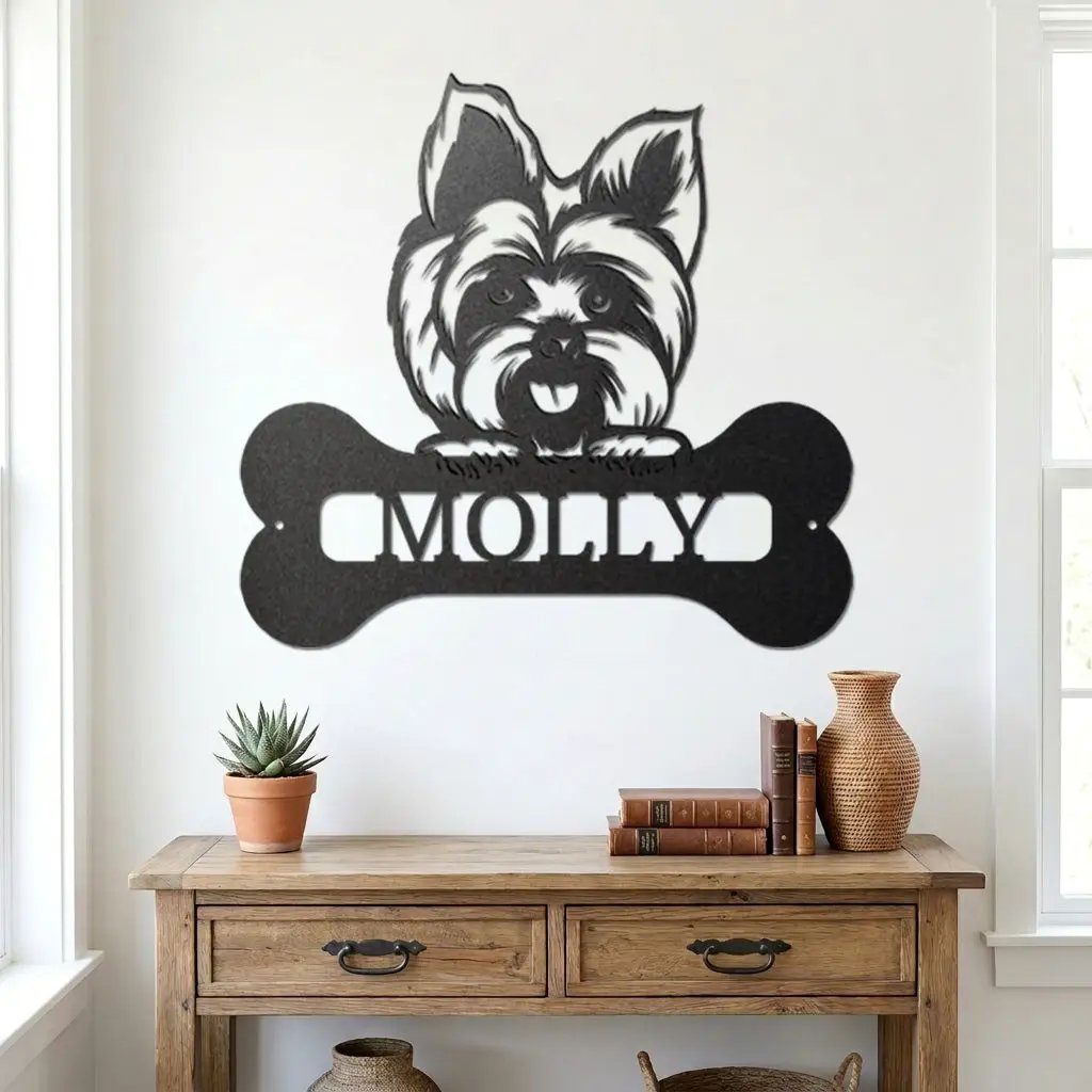 Choose Your Dog Breed Personalized Metal Wall Art – Custom Dog Name Sign, Dog Lover Gift, Laser Cut Steel Wall Hanging
