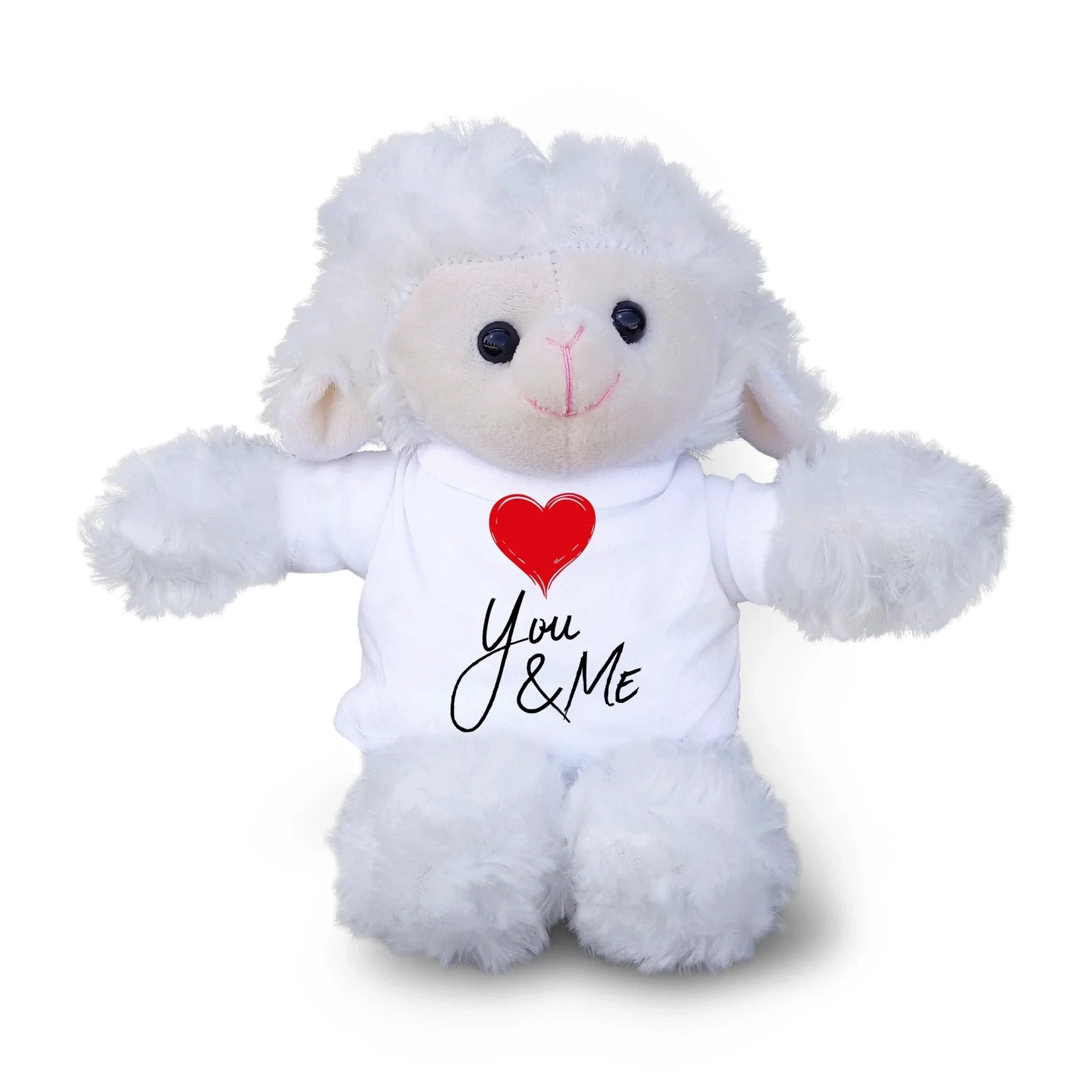 You and Me - Plush Lamb, Panda, or Teddy Bear with Tee Shirt Romantic Gift for Sweetheart