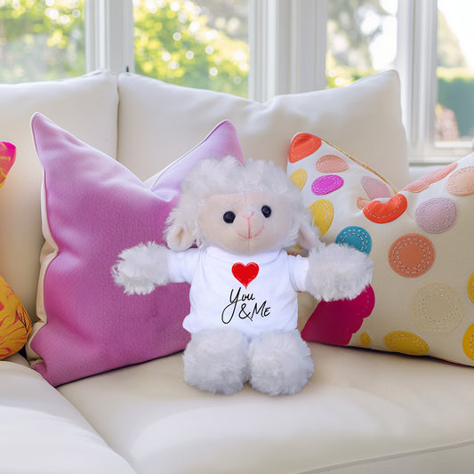 You and Me - Plush Lamb, Panda, or Teddy Bear with Tee Shirt Romantic Gift for Sweetheart