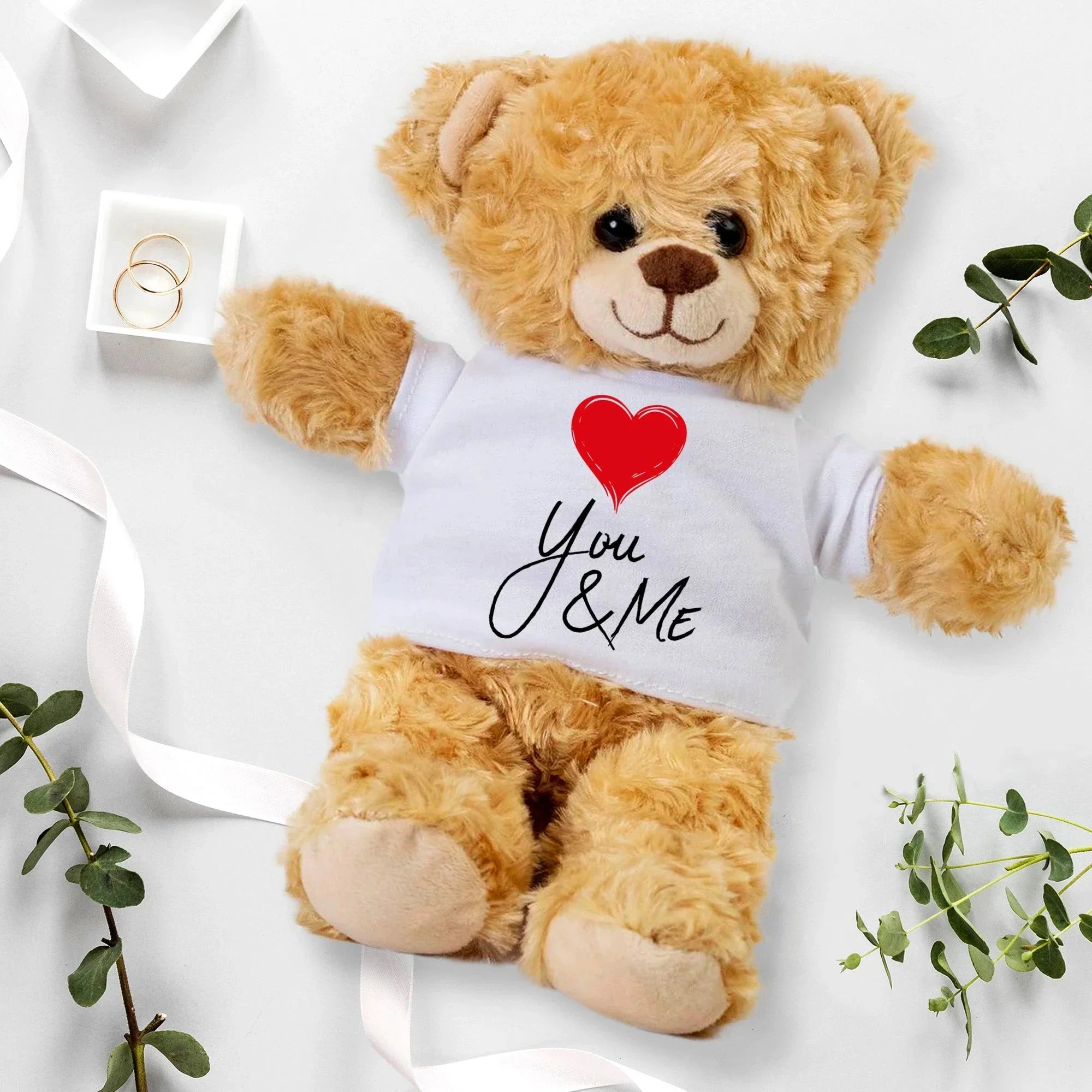 You and Me - Plush Lamb, Panda, or Teddy Bear with Tee Shirt Romantic Gift for Sweetheart