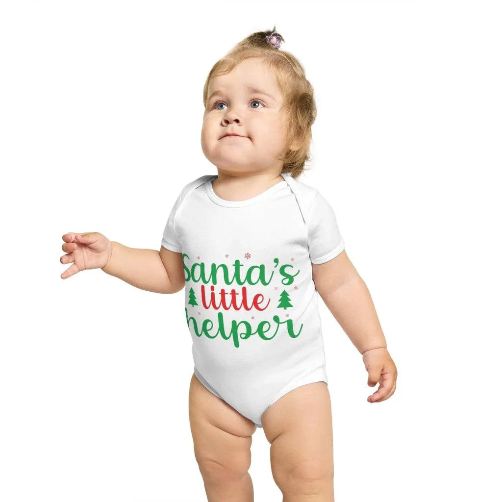 Santa's Little Helper Short Sleeve Baby Bodysuit