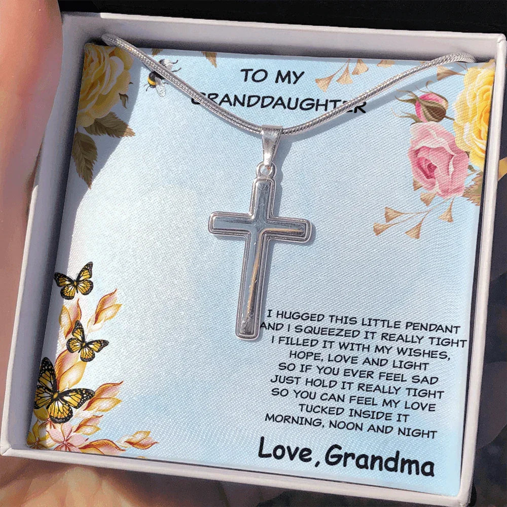 Personalized Granddaughter Cross Pendant Necklace