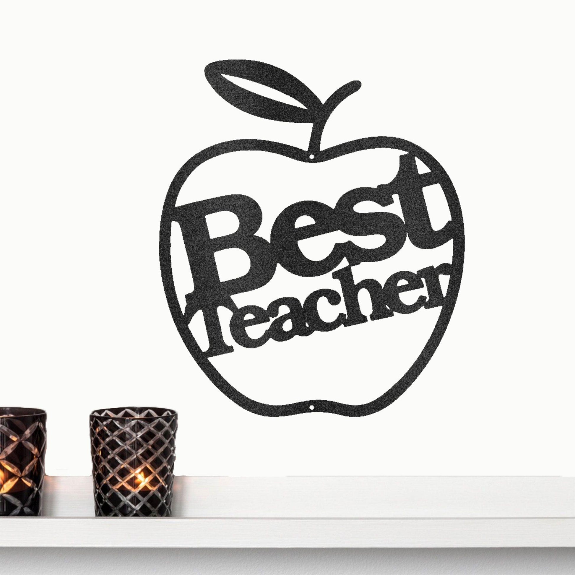 Best Teacher Apple Indoor Outdoor Steel Wall Sign - Mallard Moon Gift Shop
