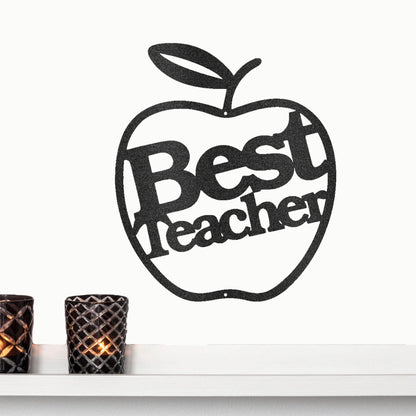 Best Teacher Apple Indoor Outdoor Steel Wall Sign - Mallard Moon Gift Shop