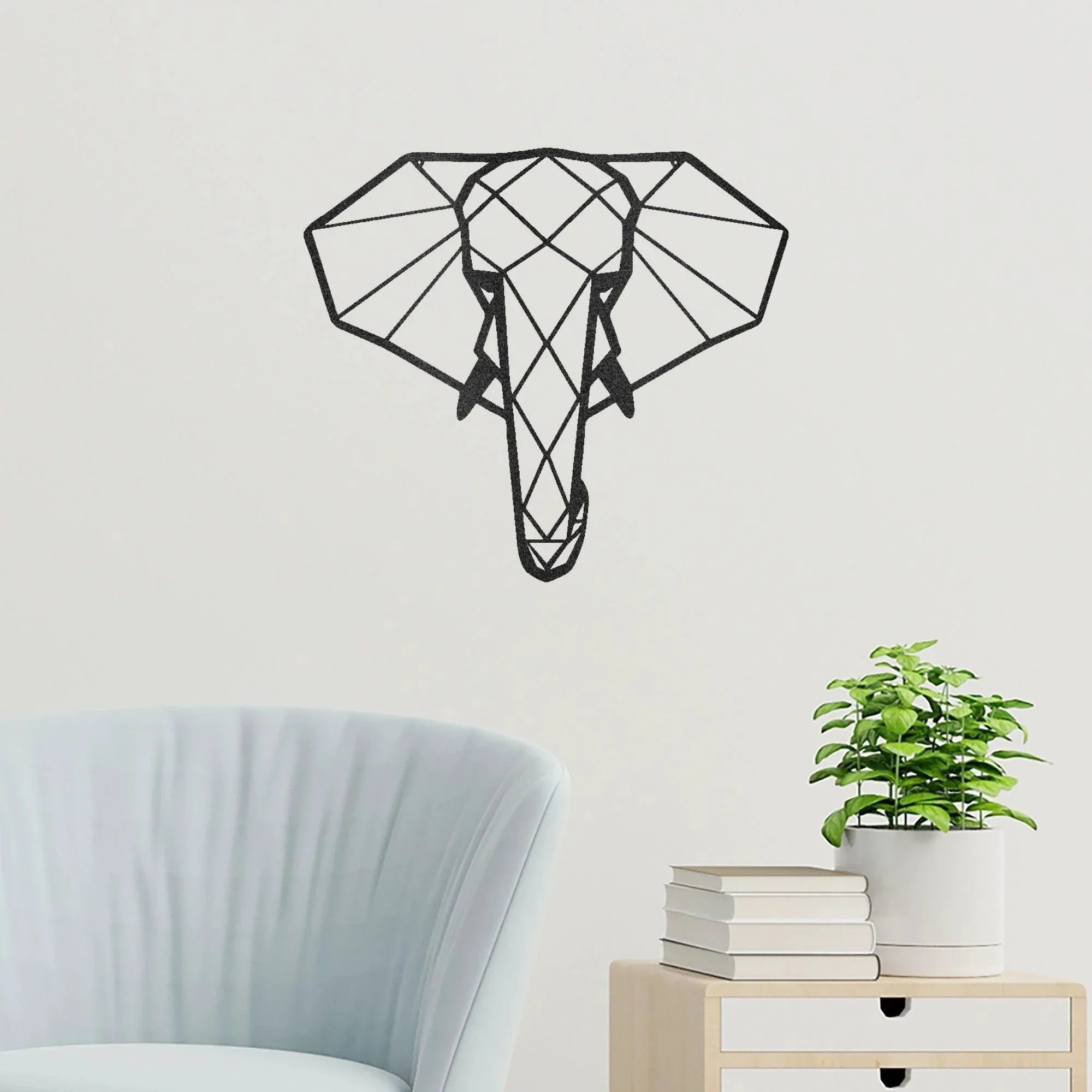 Geometric Elephant Indoor Outdoor Steel Wall Sign