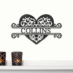 Fancy Heart Custom Name Steel Wall Sign