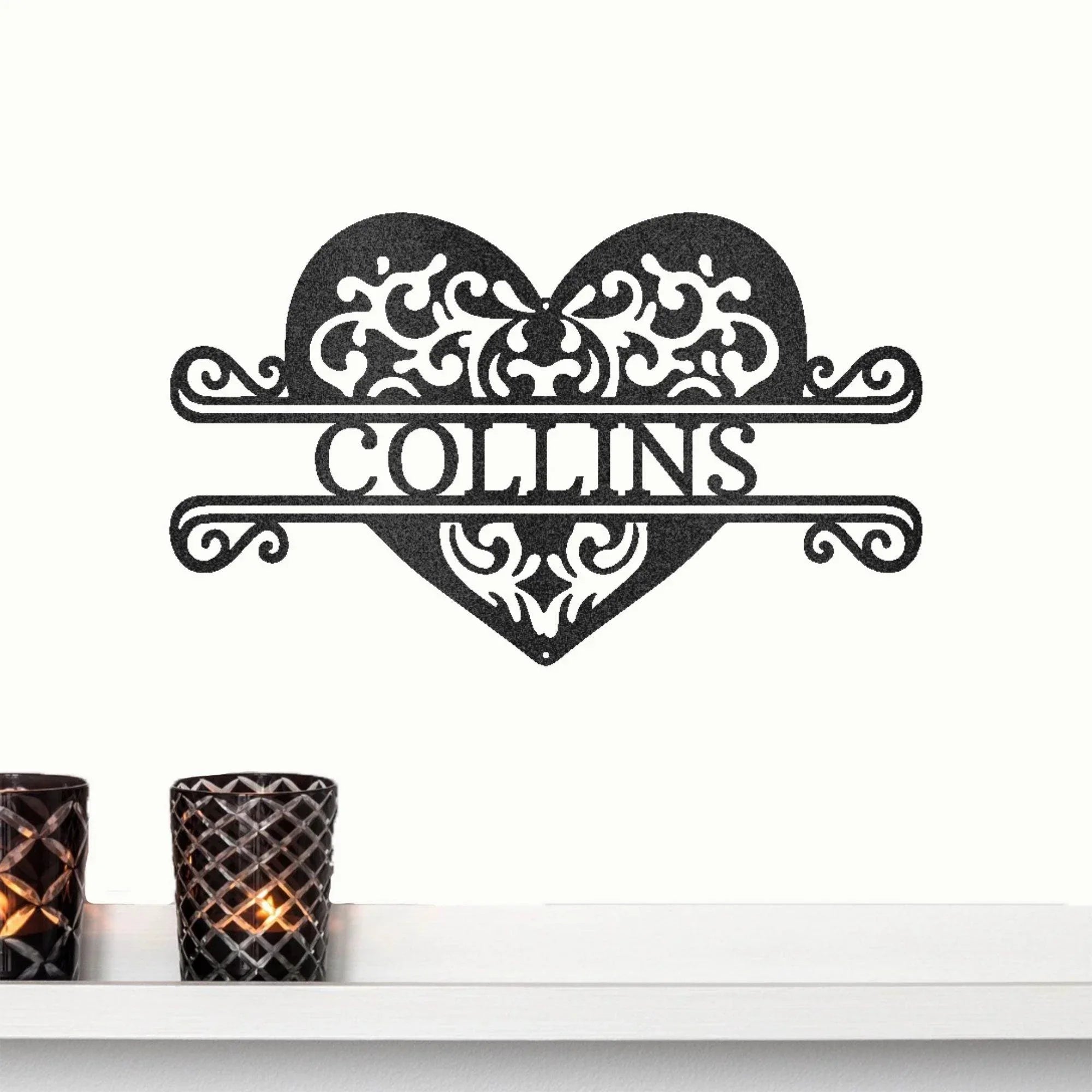 Fancy Heart Custom Name Steel Wall Sign