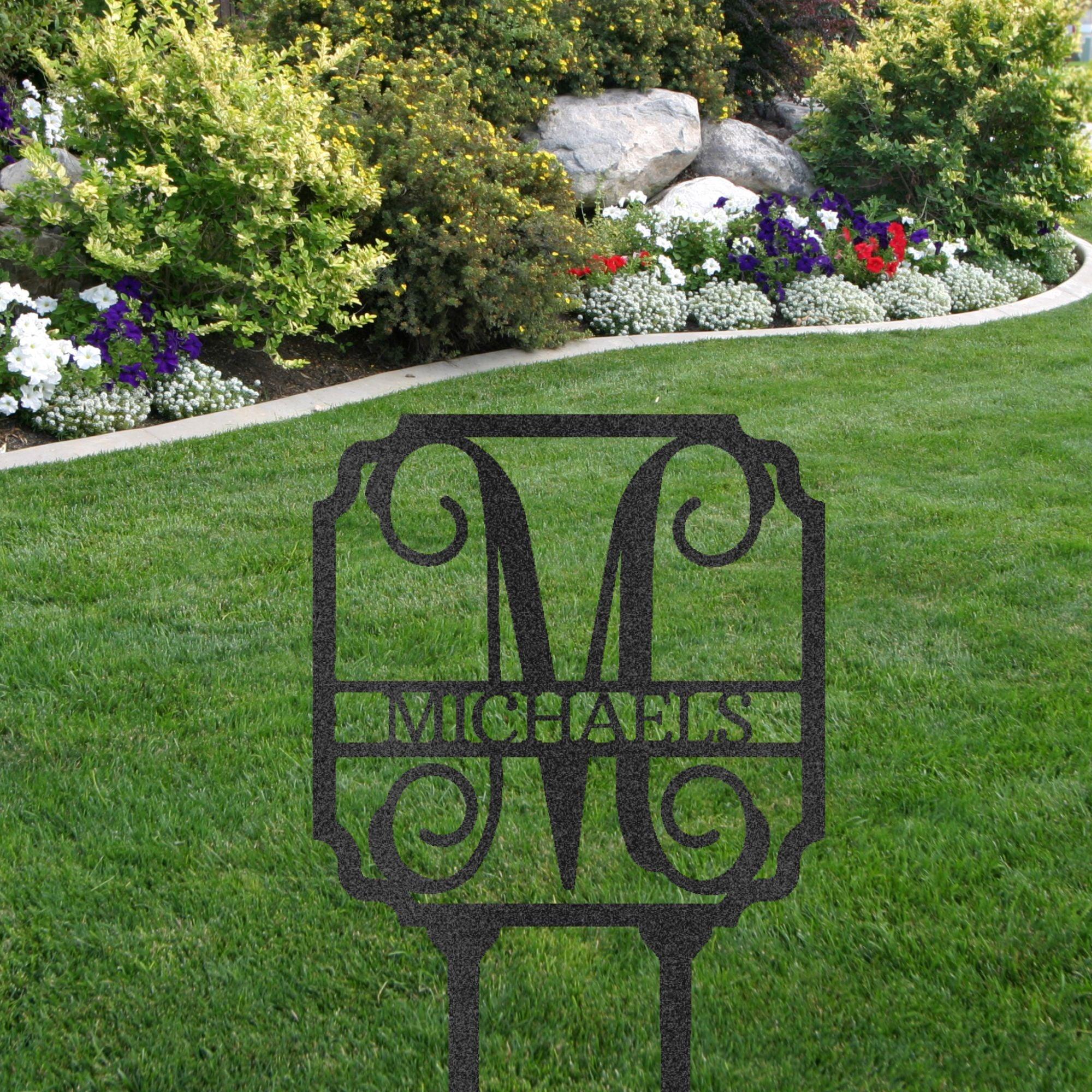 Vine Custom Name Initial Address Garden Lawn Yard Steel Stake Sign - Mallard Moon Gift Shop