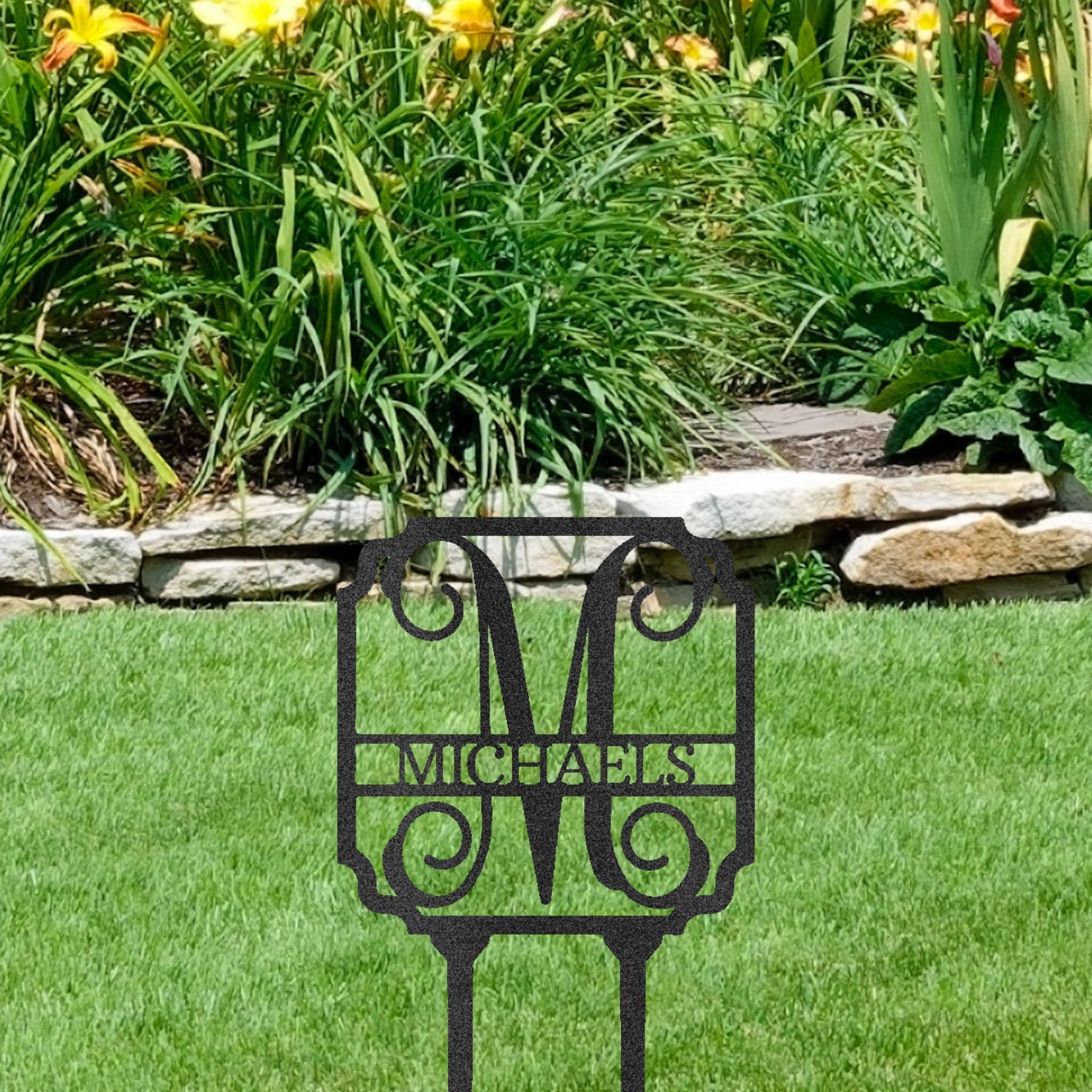 Vine Custom Name Initial Address Garden Lawn Yard Steel Stake Sign - Mallard Moon Gift Shop