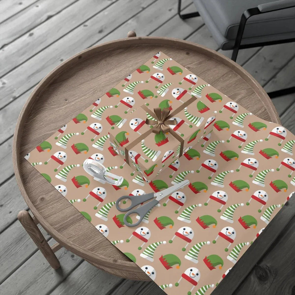 Gift Wrap Papers Snowman and Elf Hats