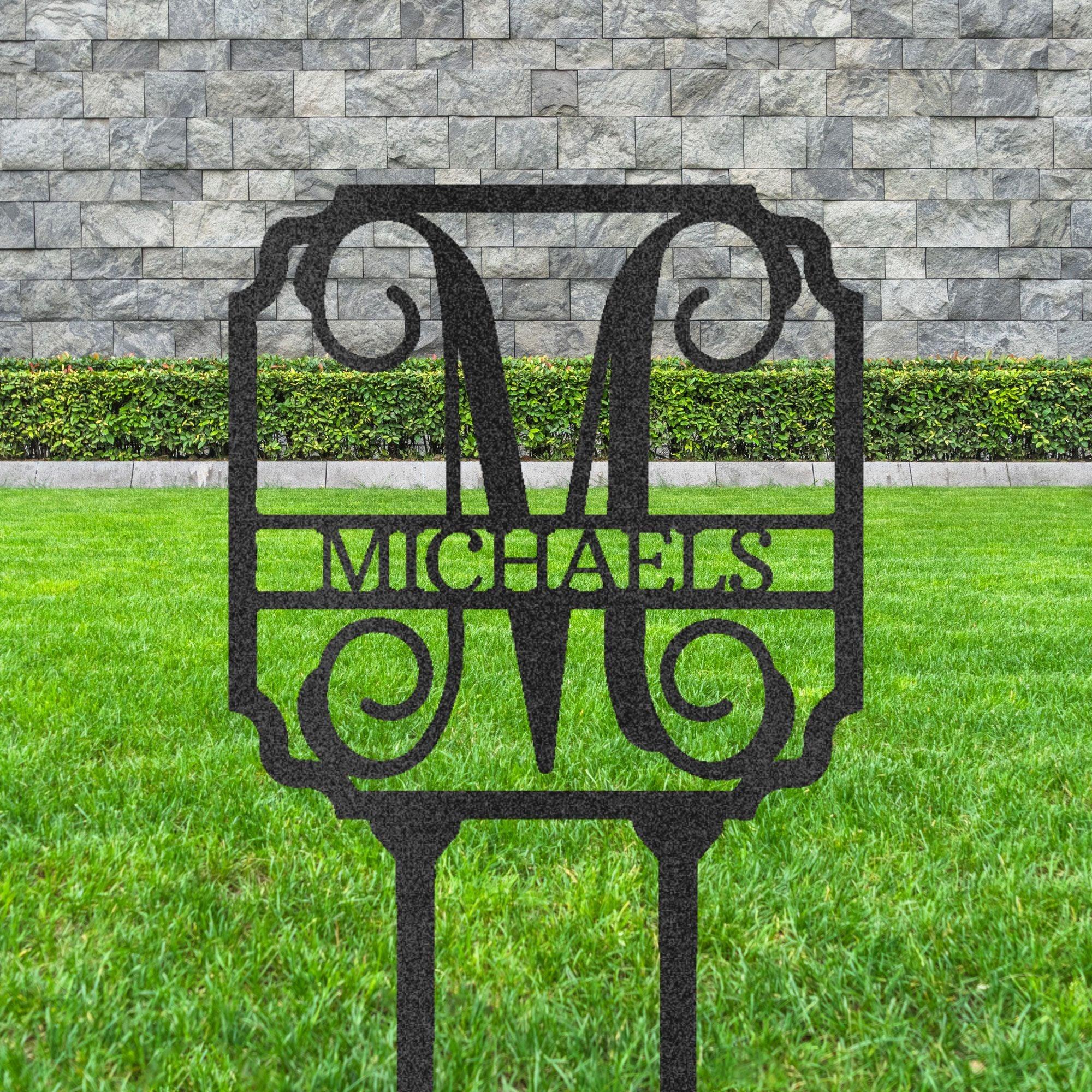 Vine Custom Name Initial Address Garden Lawn Yard Steel Stake Sign - Mallard Moon Gift Shop