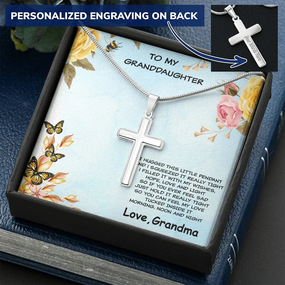 Personalized Granddaughter Cross Pendant Necklace