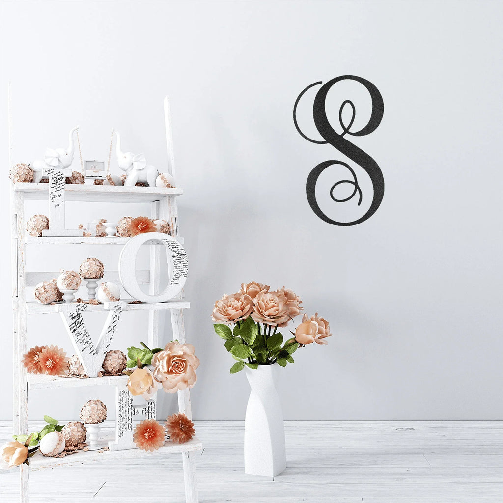 Fancy Initial Custom Monogram Metal Wall Art