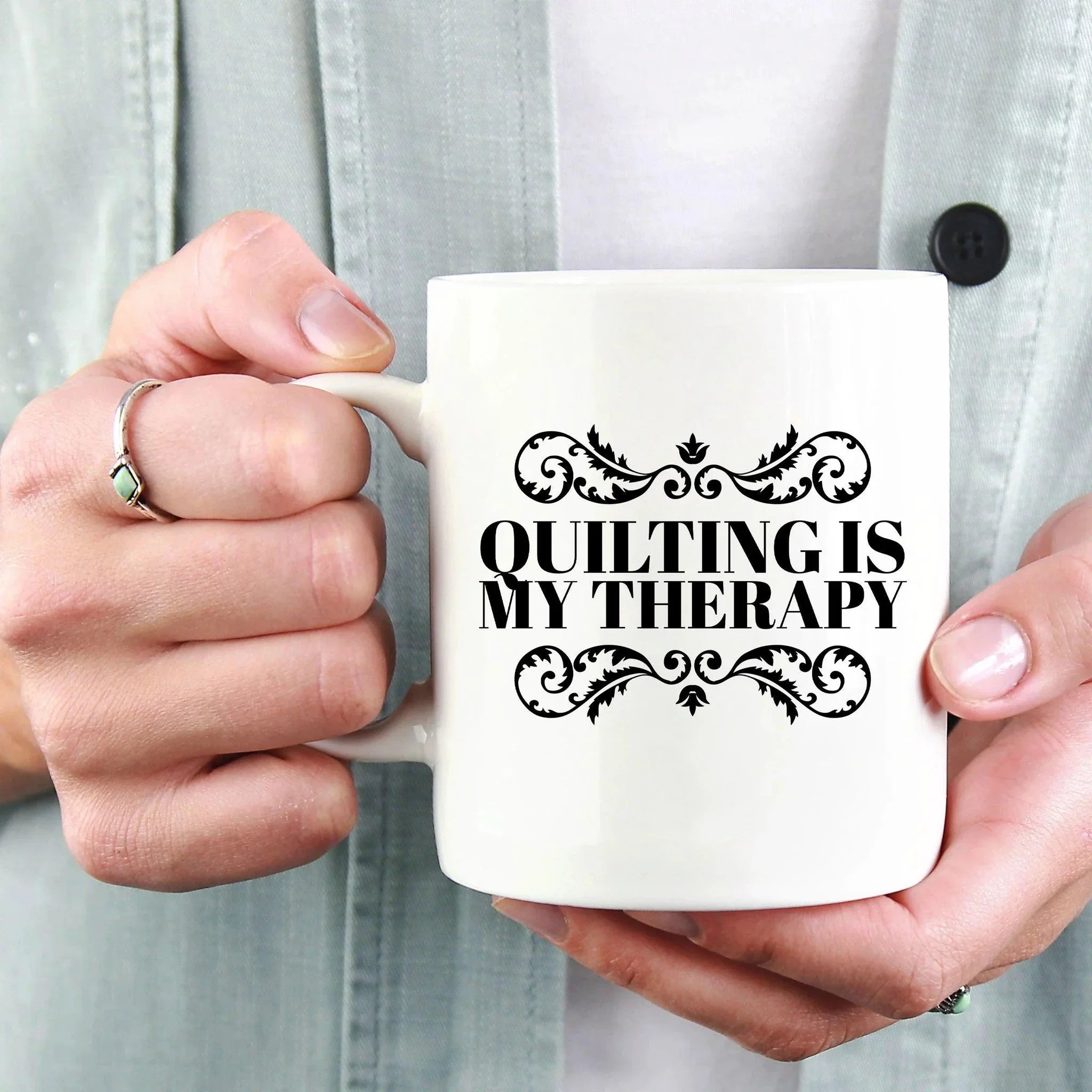 Quilting is My Therapy Ceramic Coffee Mug Travel Mug Gift for Quilter