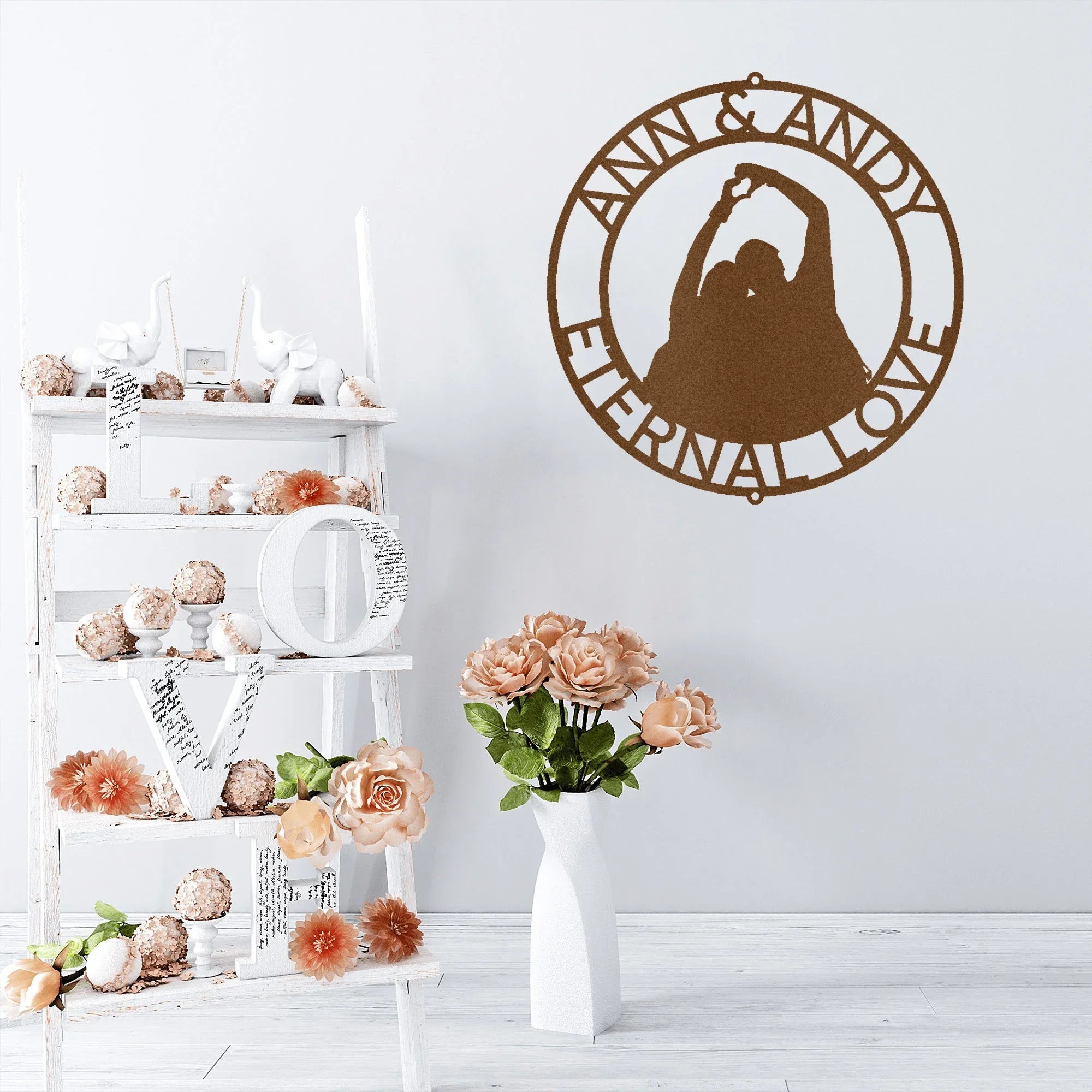 Couple Silhouette Custom Name Steel Wall Sign