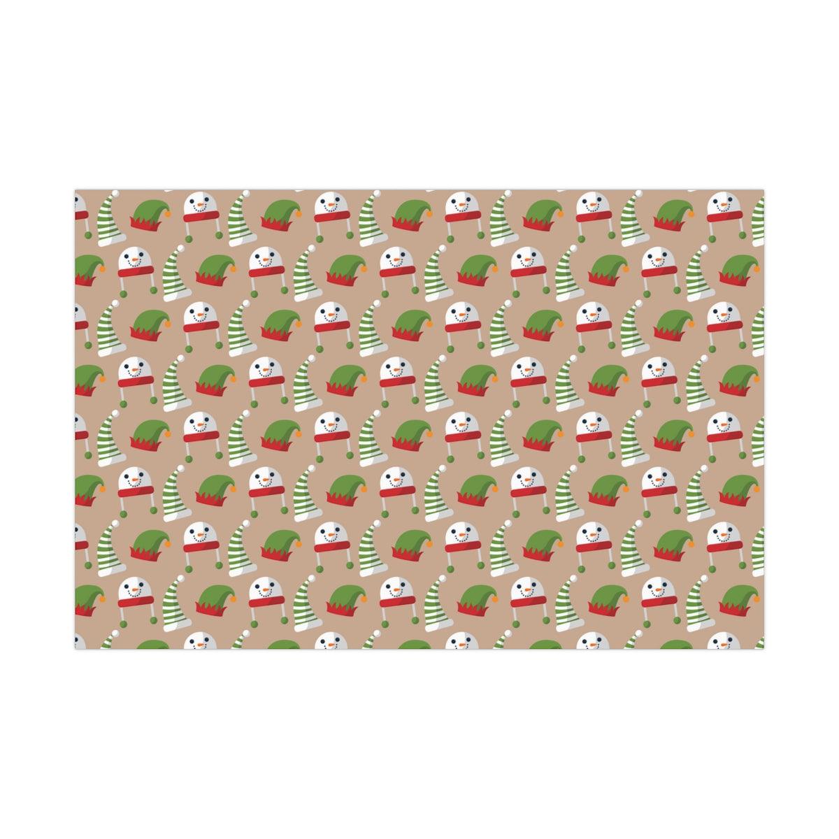 Gift Wrap Papers Snowman and Elf Hats - Mallard Moon Gift Shop