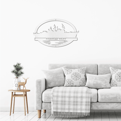 Navy Battleship USS Briscoe Silhouette Custom Metal Art Wall Sign - Mallard Moon Gift Shop