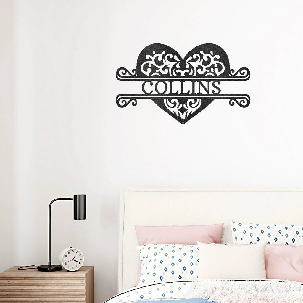 Fancy Heart Custom Name Steel Wall Sign