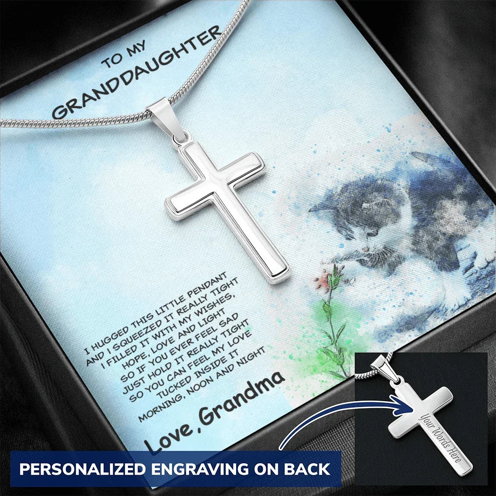 Personalized Granddaughter Cross Pendant Necklace from Grandma
