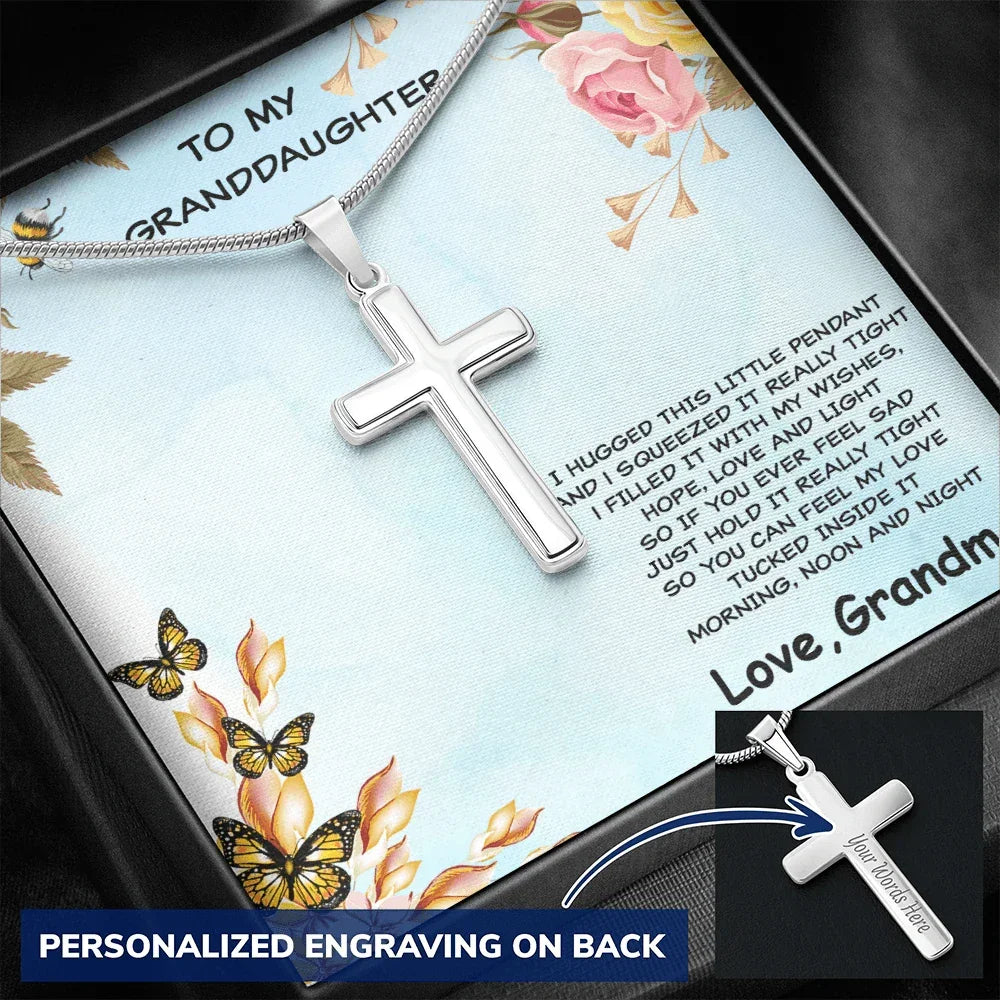 Personalized Granddaughter Cross Pendant Necklace