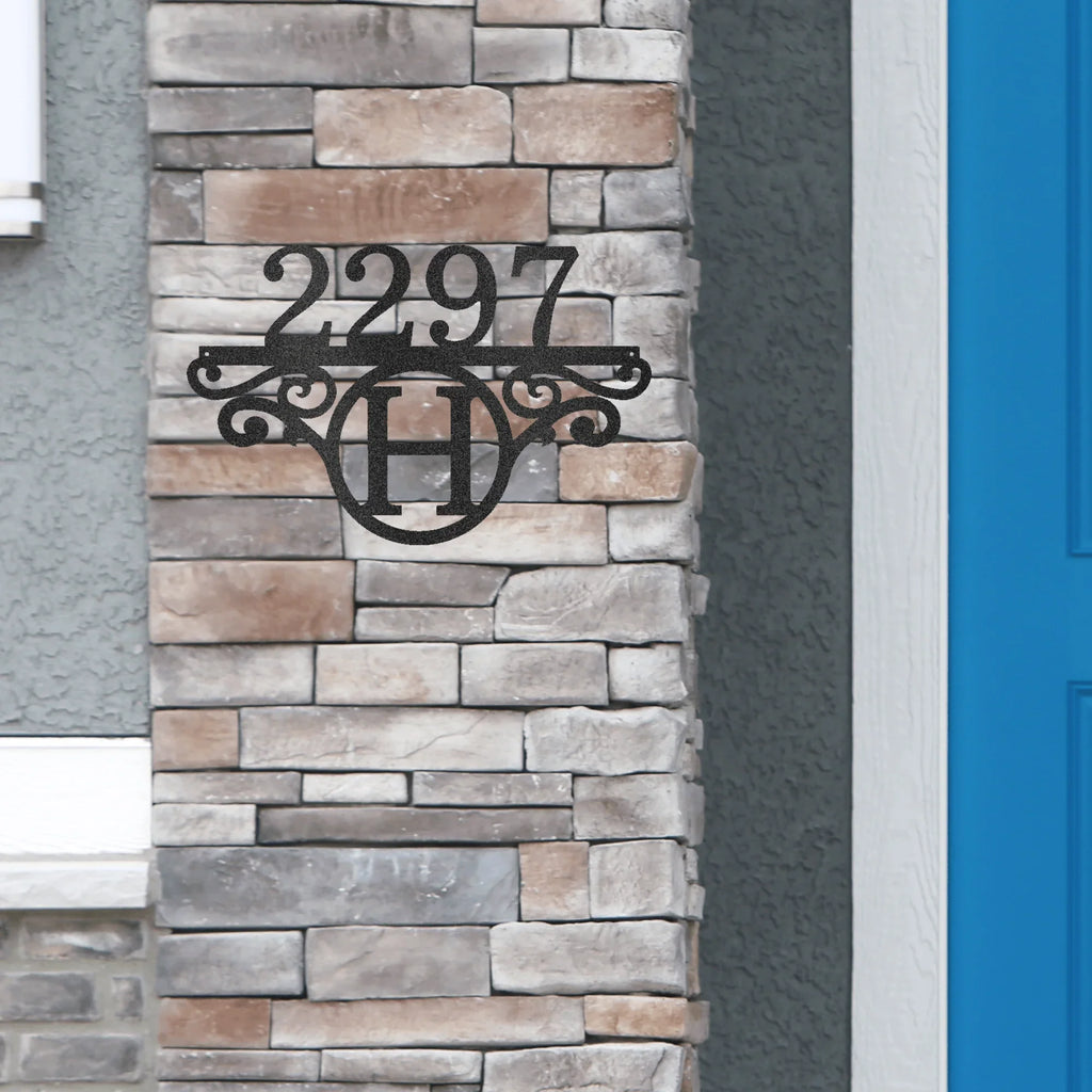 Initial Address Monogram Personalized Indoor Outdoor Steel Wall Sign Art