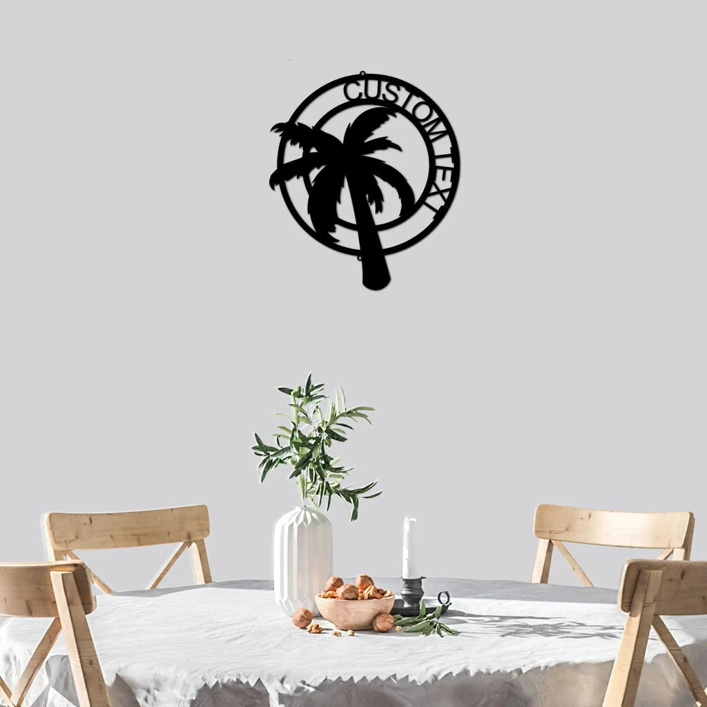 Palm Tree Custom Name Indoor Outdoor Metal Art Wall Sign