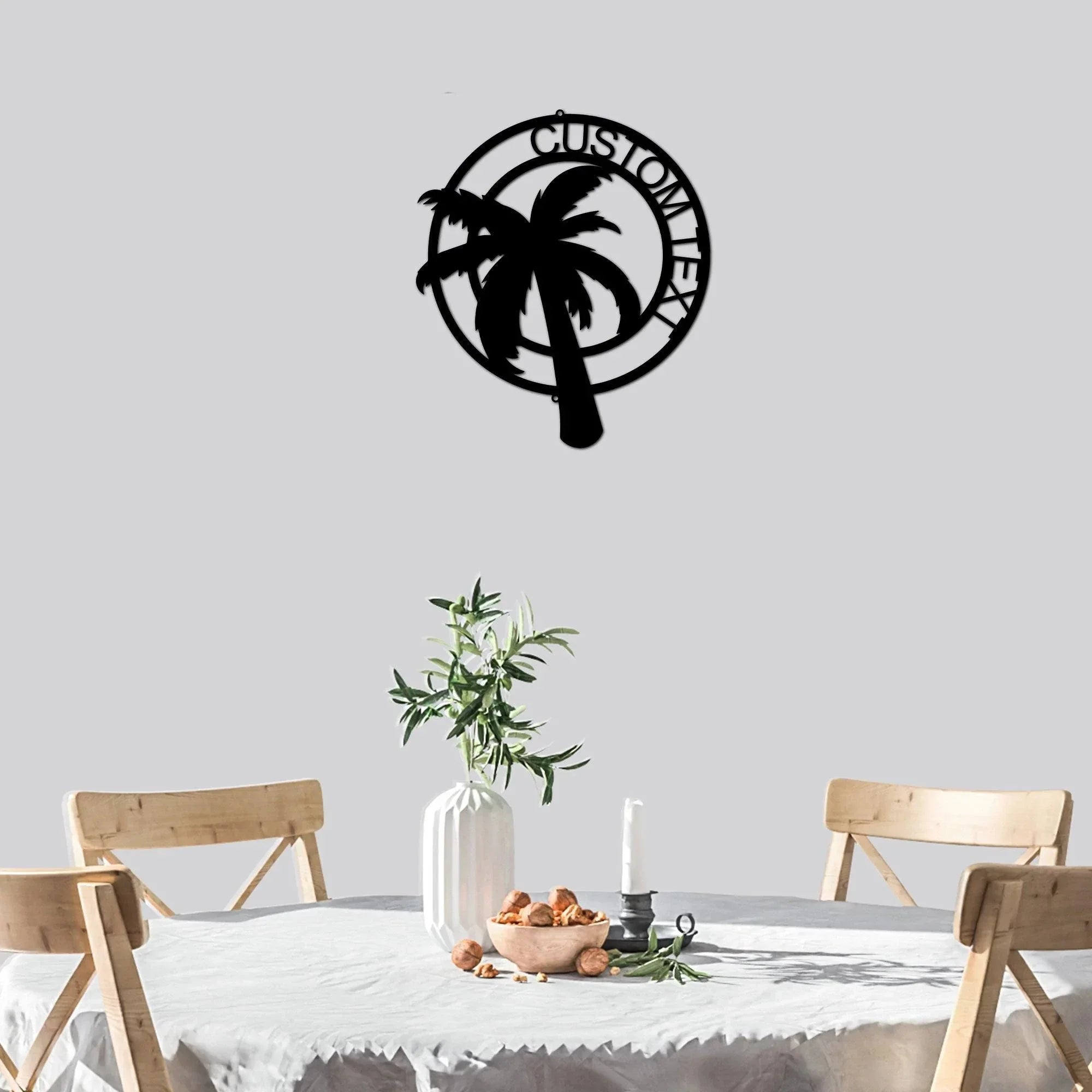 Palm Tree Custom Name Indoor Outdoor Metal Art Wall Sign