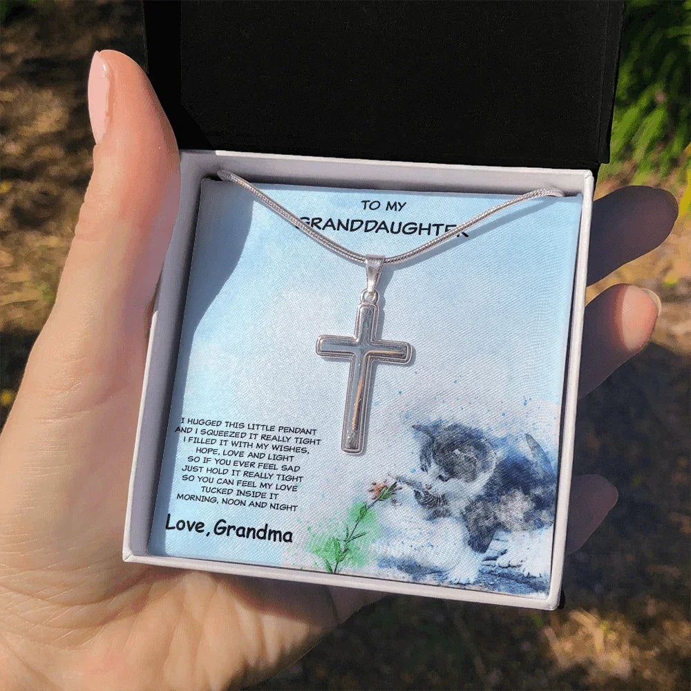 Personalized Granddaughter Cross Pendant Necklace from Grandma