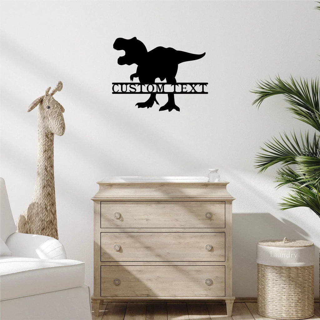 Dinosaur T-Rex Personalized Name Metal Art Wall Sign
