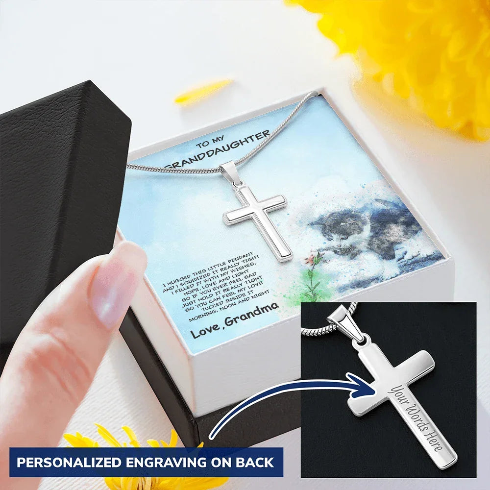 Personalized Granddaughter Cross Pendant Necklace from Grandma