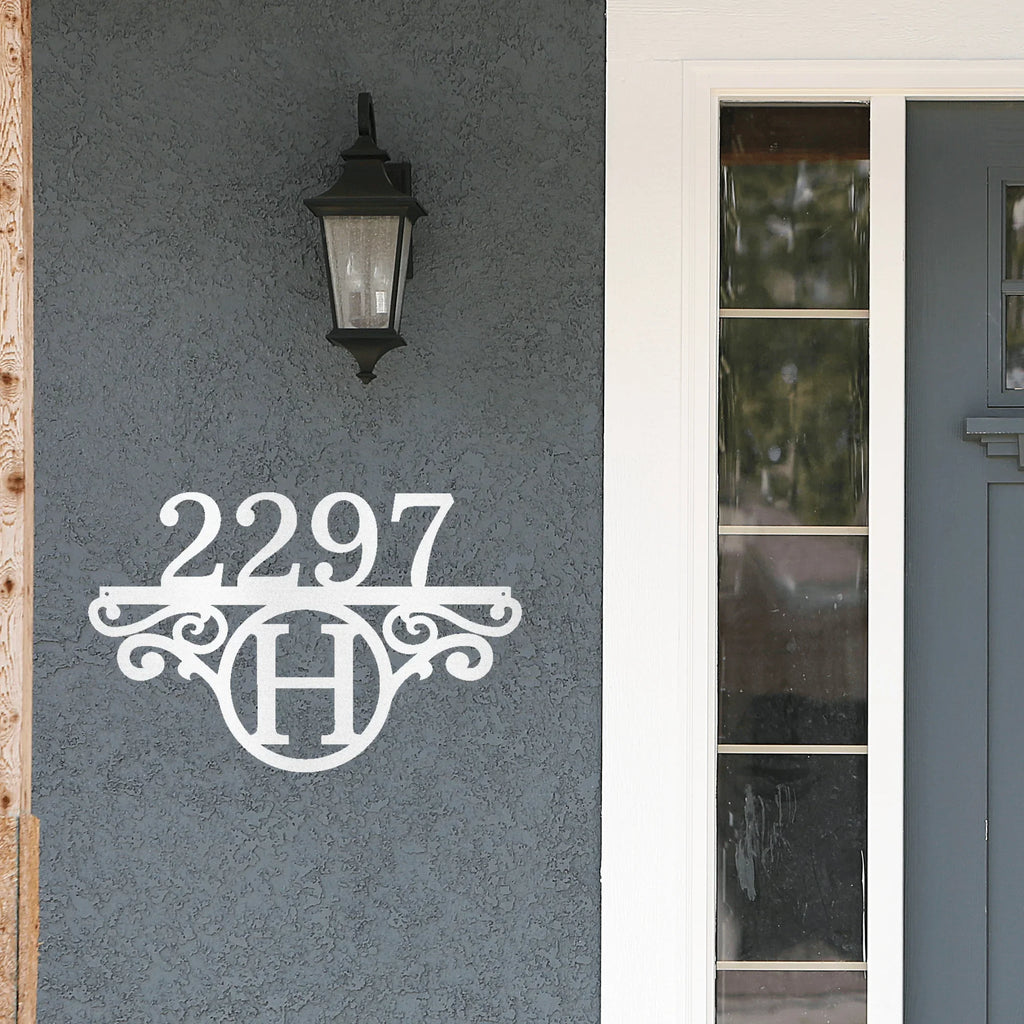 Initial Address Monogram Personalized Indoor Outdoor Steel Wall Sign Art