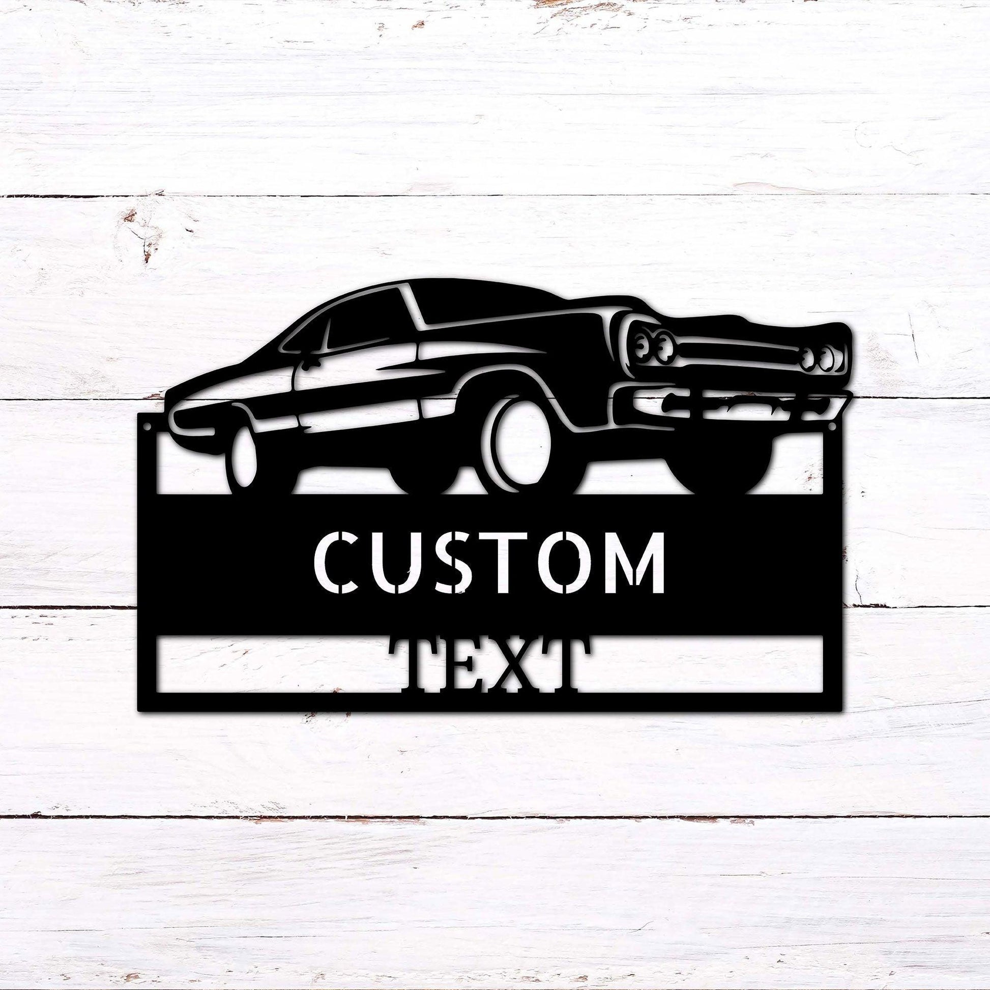 Classic Muscle Car Personalized Indoor Outdoor Steel Wall Sign - Mallard Moon Gift Shop