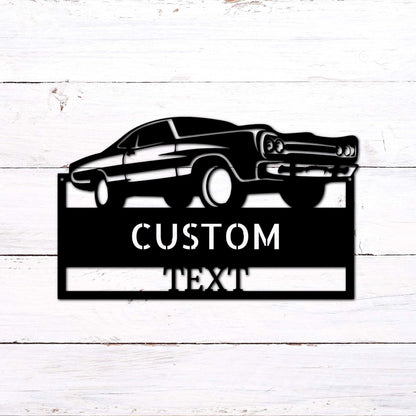 Classic Muscle Car Personalized Indoor Outdoor Steel Wall Sign - Mallard Moon Gift Shop
